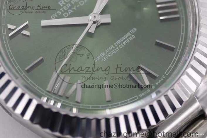 Edition Best 1:1 Dial Steel A2836 Date 40mm Green SS TWF on Roman Day Bracelet 904L SS 0130